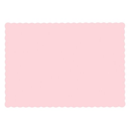 HOFFMASTER 10" x 14" Scalloped Pink Paper Placemats, PK1000 310558